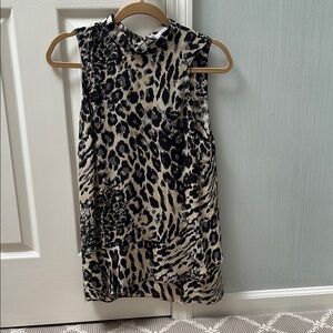 Parker Leopard Print Sleeveless Top - Black and Tan